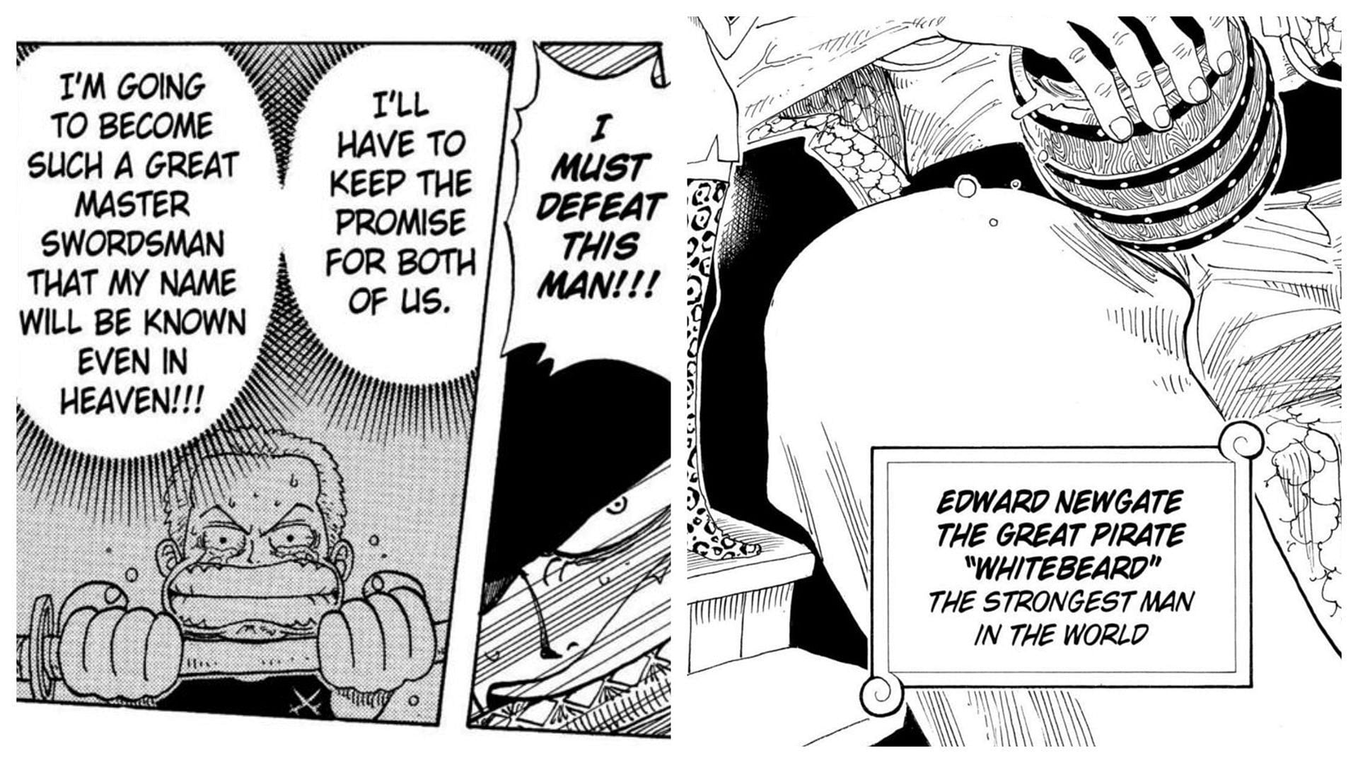 One Piece connects Zoro and Whitebeard through their strength-related titles (Image via Shueisha)